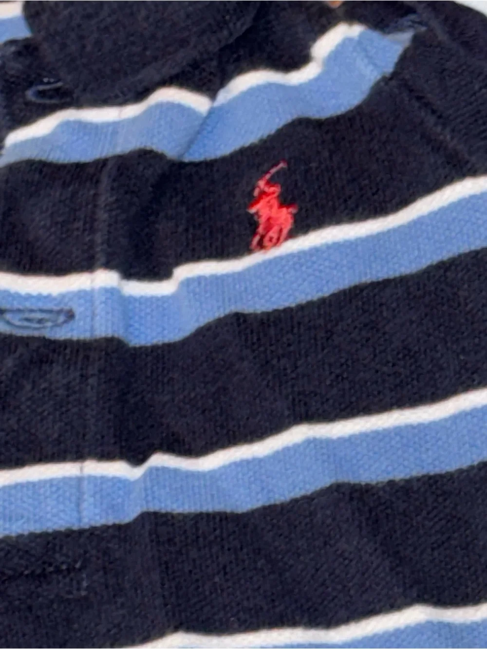 Ralph Lauren Navy & Light Blue Striped Baby Polo Rompers (2)